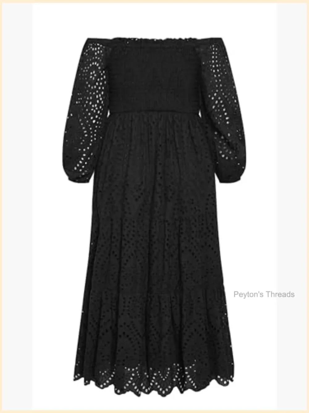 Elbow Sleeve Broderie Plus Size Boho Maxi Dress - Picture 5 of 7
